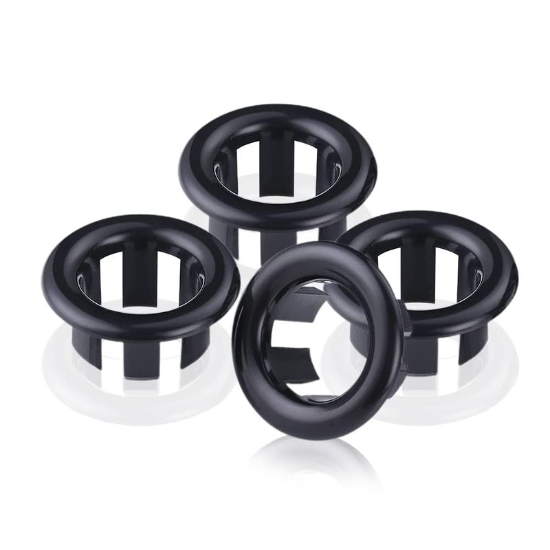 SKYPIA 4 Pcs Sink Overflow Ring Set Bathroom Accessary Kitchen Bathroom Sink Basin Overflow Cover Vanity Sink Overflow Cover (Black) - Image 1